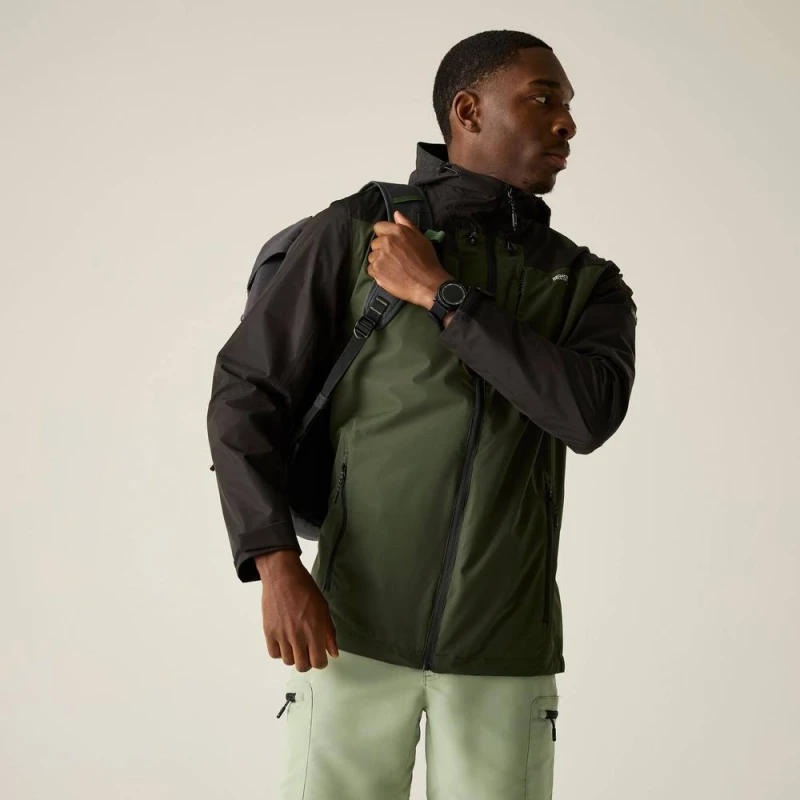 Image of Regatta Mens Calderdale Hooded Walking Waterproof Jacket in Khaki Size: Medium Khaki Male M