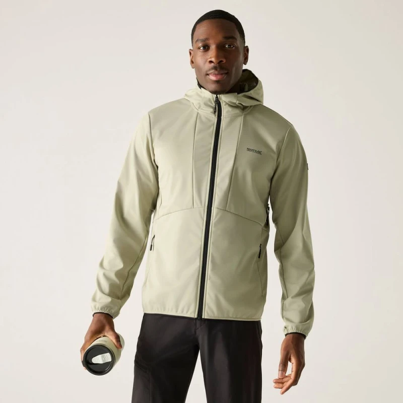 Image of Regatta Mens Tredmoor Water-Resistant Hooded Softshell Jacket in Cream Size: Medium Cream Male M