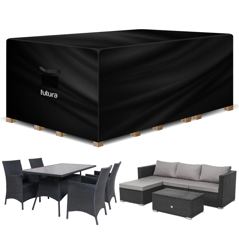 Image of Futura 420D Rectangular 280x204x106cm Waterproof Garden Furniture Cover, Outdoor Patio Weatherproof Rattan Sofa Shield Size: 280 x 204 x 106cm Blac
