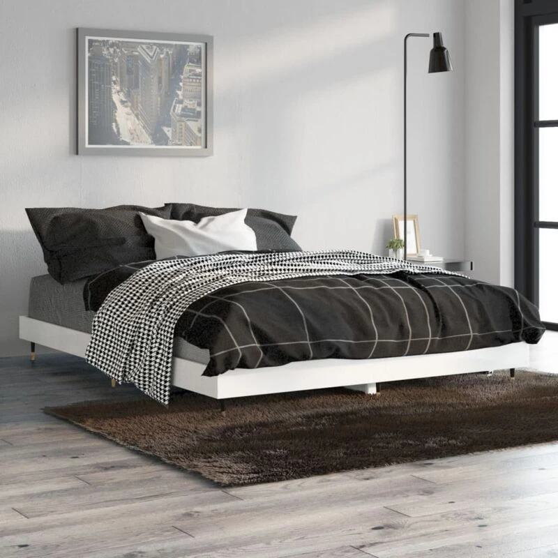 Image of VIDAXL Bed Frame without Mattress High Gloss White 135x190cm Double Vidaxl 8720845796686