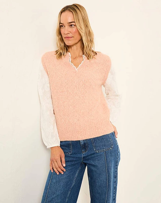 Image of FatFace FatFace Knitted Vest Pink - FatFace - Size: 14 Pink Female 14 RF86603