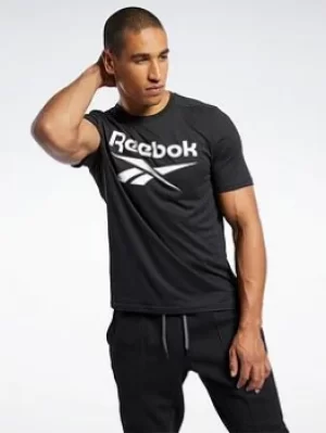 Image of Reebok Workout Ready Supremium Graphic Tee, Navy, Size XS, Men