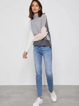 Image of Mint Velvet Houston Distressed Slim Jeans - Light Indigo, Light Indigo, Size 8, Women
