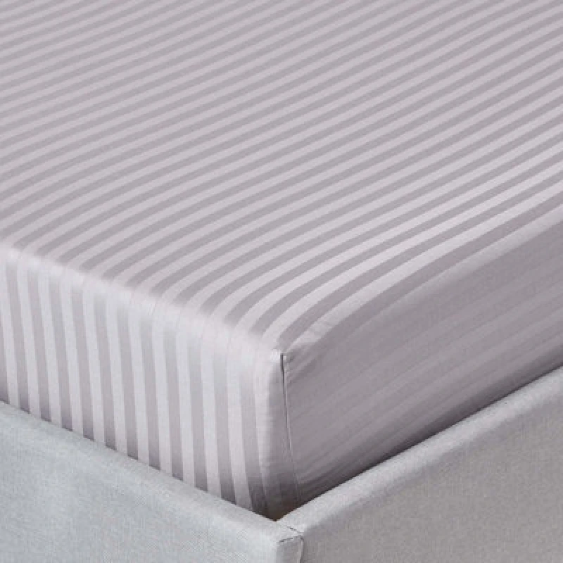Image of Homescapes Grey Egyptian Cotton Satin Fitted Sheet 330 Thread Count, Single