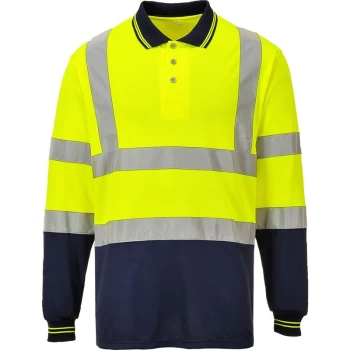 Image of S279YNRXXXL - sz 3XL Two-Tone Long Sleeved Polo - Yellow/Navy - Portwest