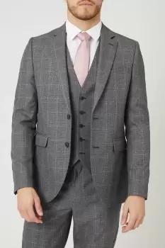 Image of Mens Slim Fit Charcoal Herringbone Suit Jacket