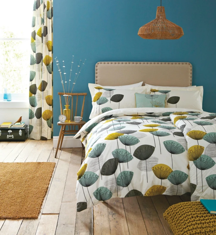 Image of Sanderson Sanderson 'Dandelion Clocks' Cotton Duvet Cover Set in Aqua Size: Double Aqua Double Unisex 5016709698450
