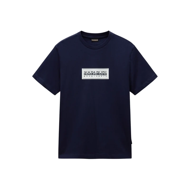 Image of Napapijri Box Logo Relaxed T-Shirt Blue Marine S