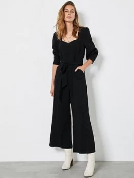 Image of Mint Velvet Mint Velvet Black Square Neck Jumpsuit, Black, Size 6, Women