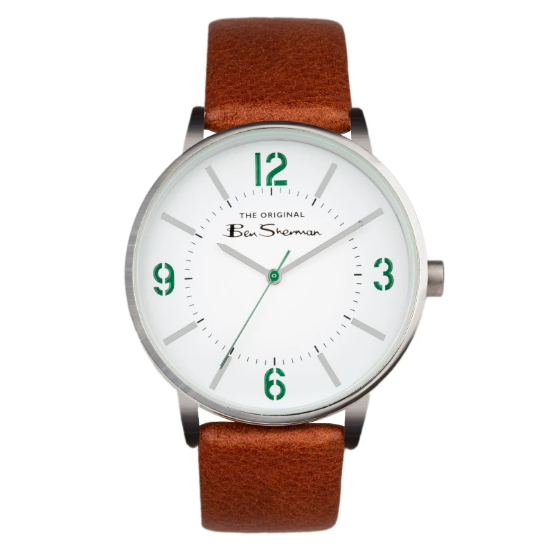 Image of Ben Sherman Leather Strap Analogue Watch - Silver Silver One Size
