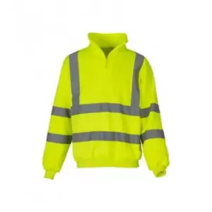 Image of Yoko Unisex Zip Neck Hi-Vis Sweatshirt (XL) (Yellow)