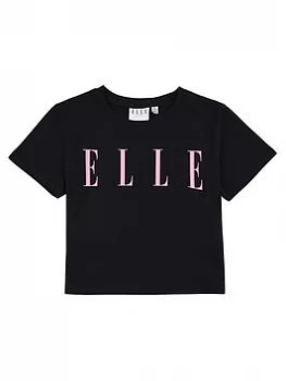 Image of Elle Girls Logo T-Shirt - Black, Size Age: 10-11 Years, Women