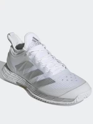 Image of adidas Adizero Ubersonic 4 Tennis Shoes, White/Silver, Size 5, Women