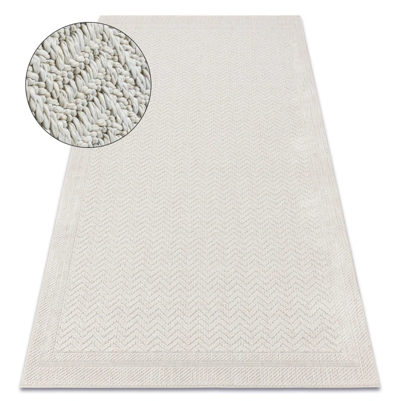 Image of RugsX Carpet Origi 3739 Cream - Frame, Herringbone Flat-Woven Sisal String 78X150 Cm