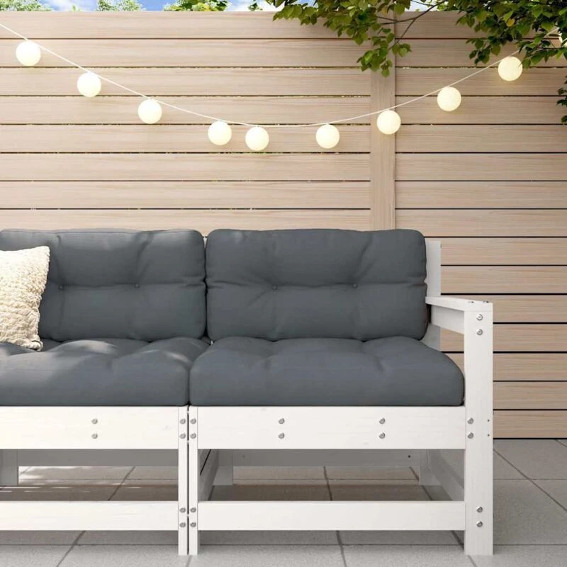 Image of vidaXL Garden Chair with Cushions White Solid Wood Pine, White 825570