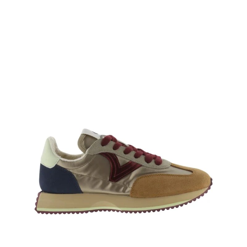 Image of Victoria Metallic nylon and split leather trainers For Her Victoria Cosmos Beige Female 40 1134115-594