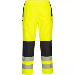 Image of Oxford Weave 300D Class 2 PW3 Hi Vis Womens Waterproof Rain Trousers Yellow / Black L 31"