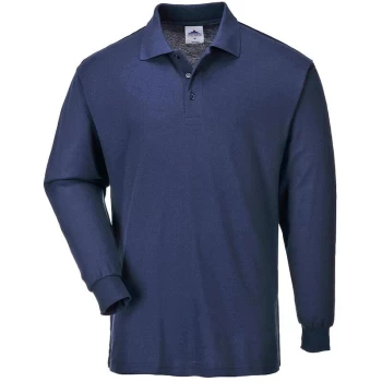 Image of Portwest - B212NARL - sz L Genoa Long Sleeved Polo Shirt Workwear - Navy