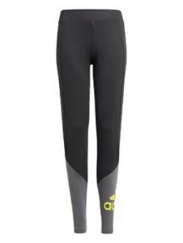 Image of adidas Girls Junior Tight - Black/Grey, Size 9-10 Years, Women