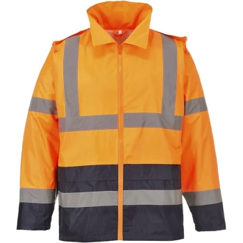 Image of Portwest - H443ONRL - sz L Hi-Vis Classic Contrast Rain Jacket - Orange/Navy