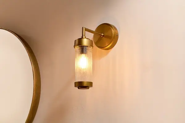 Image of Nkuku Akurdi Bathroom Single Wall Lamp Lights Clear