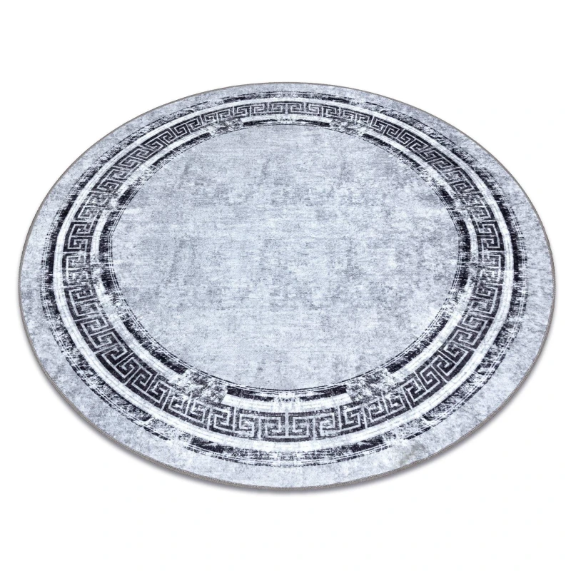 Image of RugsX Miro 51254.802 Circle Washing Carpet Marble, Greek Anti Slip - Grey / Circle 200 Cm