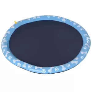 Image of PawHut 170cm Splash Pad Sprinkler for Pets Dog Bath Pool Water Game Mat Toy Non-slip Outdoor Backyard, Blue