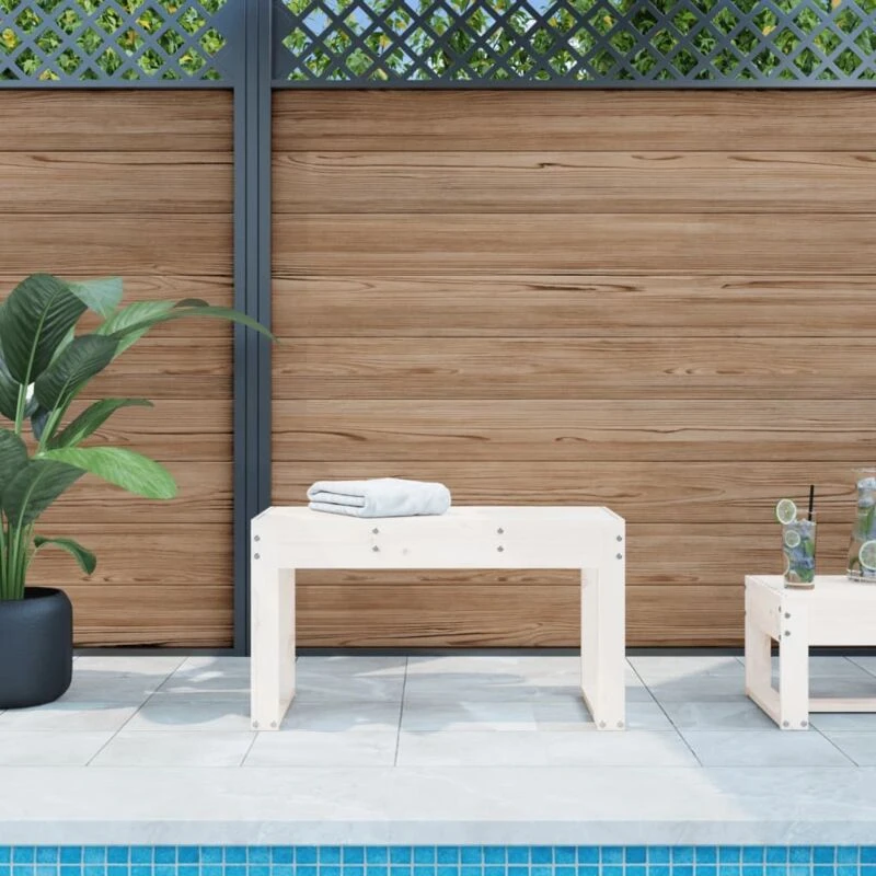 Image of vidaXL Garden Bench White 80x38x45cm Solid Wood Pine, White 825087
