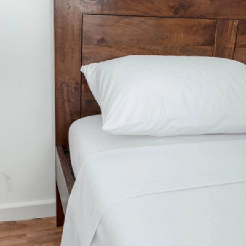 Image of Homescapes White Luxury Brushed Cotton Flannelette Flat Sheet 100% Cotton, Single