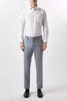 Image of Mens Slim Fit Chambray Blue Slub Suit Trousers