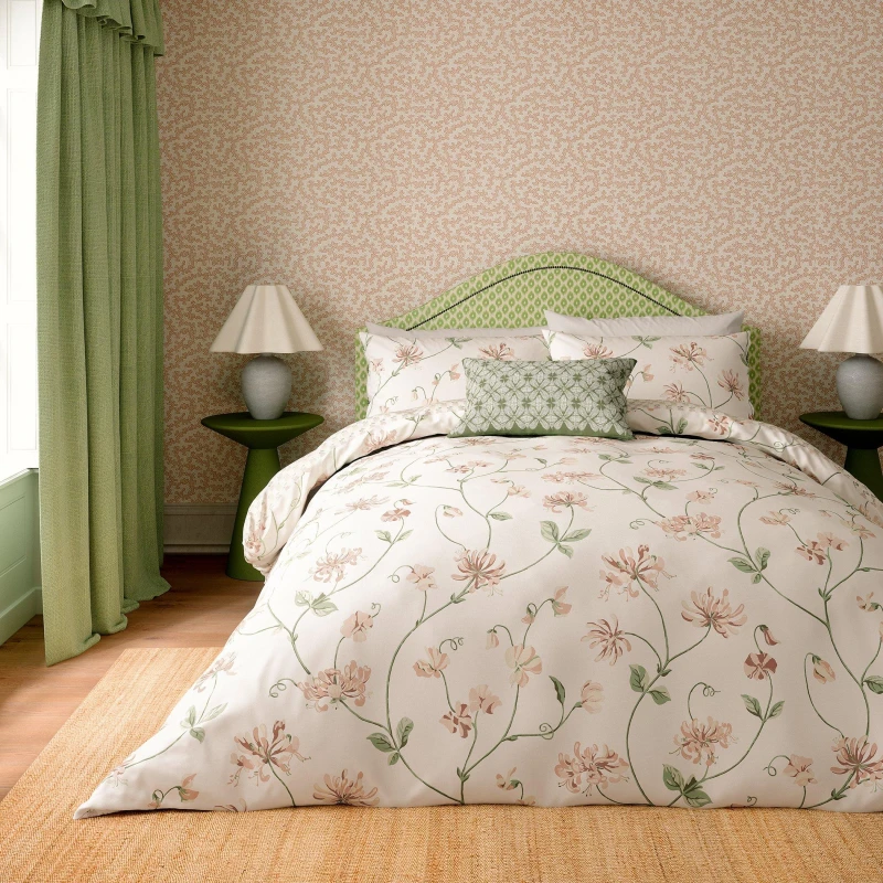Image of Sanderson Honeysuckle & Sweetpea Duvet Cover Set - Pink Pink Superking