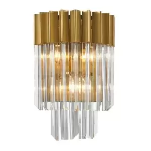 Image of Luminosa Lighting - Wall Light 3 Light E14, Brass, Glass