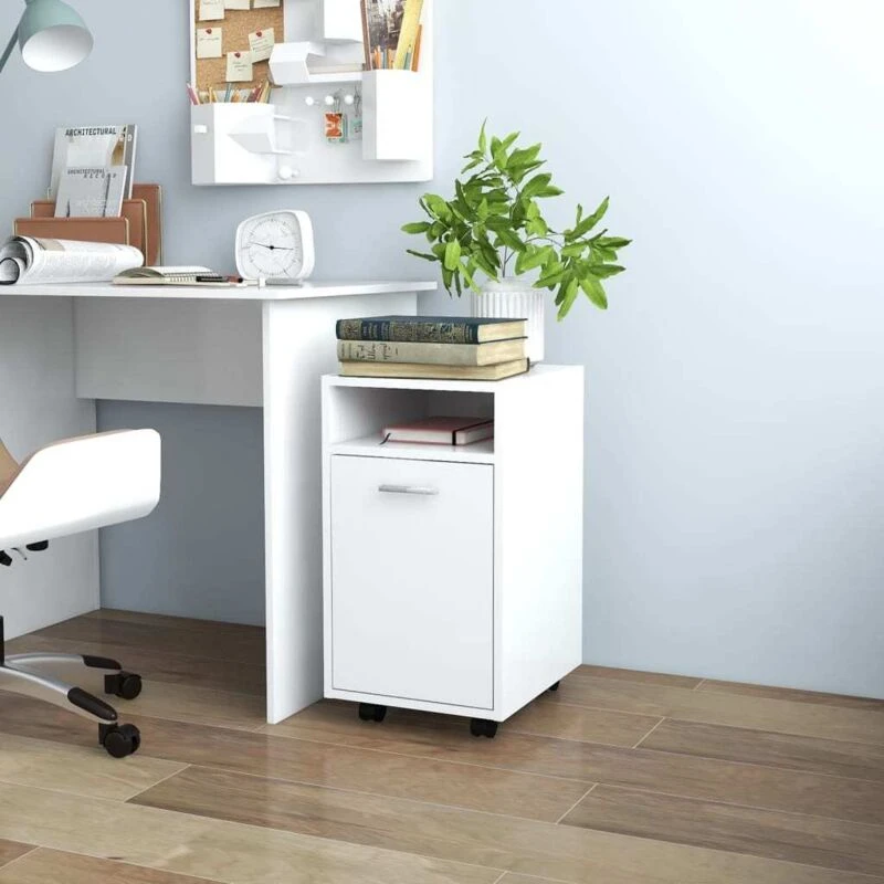 Image of VIDAXL Side Cabinet with Wheels White 33x38x60cm Engineered Wood Vidaxl 8720286586518