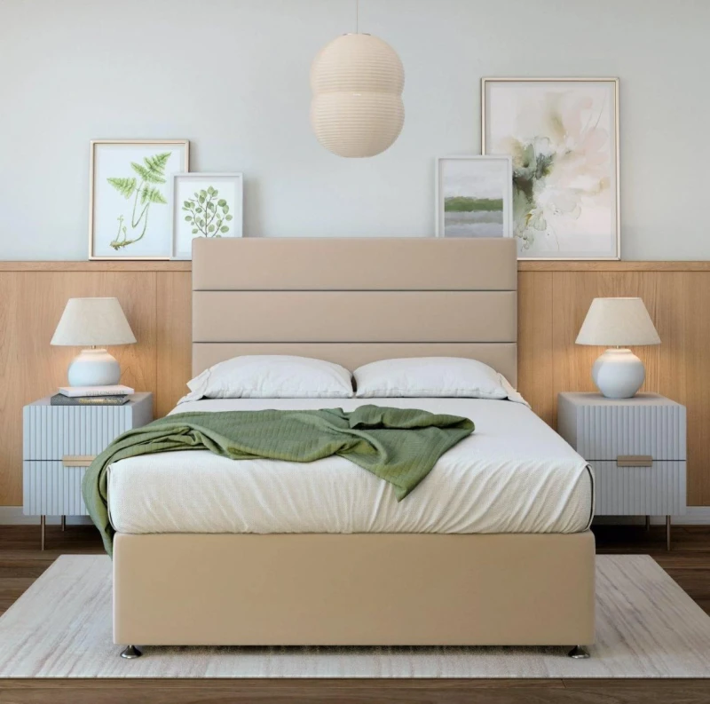 Image of Bedmaster Bedmaster Signature Platinum 2000 Pocket Sprung Plush Velvet Divan Set in Natural Size: Single Natural Single Unisex 9503652493479