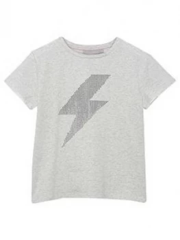 Image of Mintie By Mint Velvet Girls Lightning Bolt Hot Fix T-Shirt - Grey