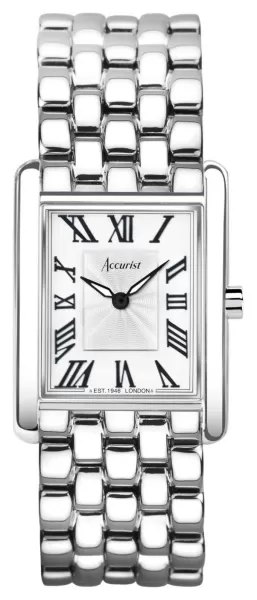 Image of Accurist 71006 Rectangle Womens White Dial Stainless Watch