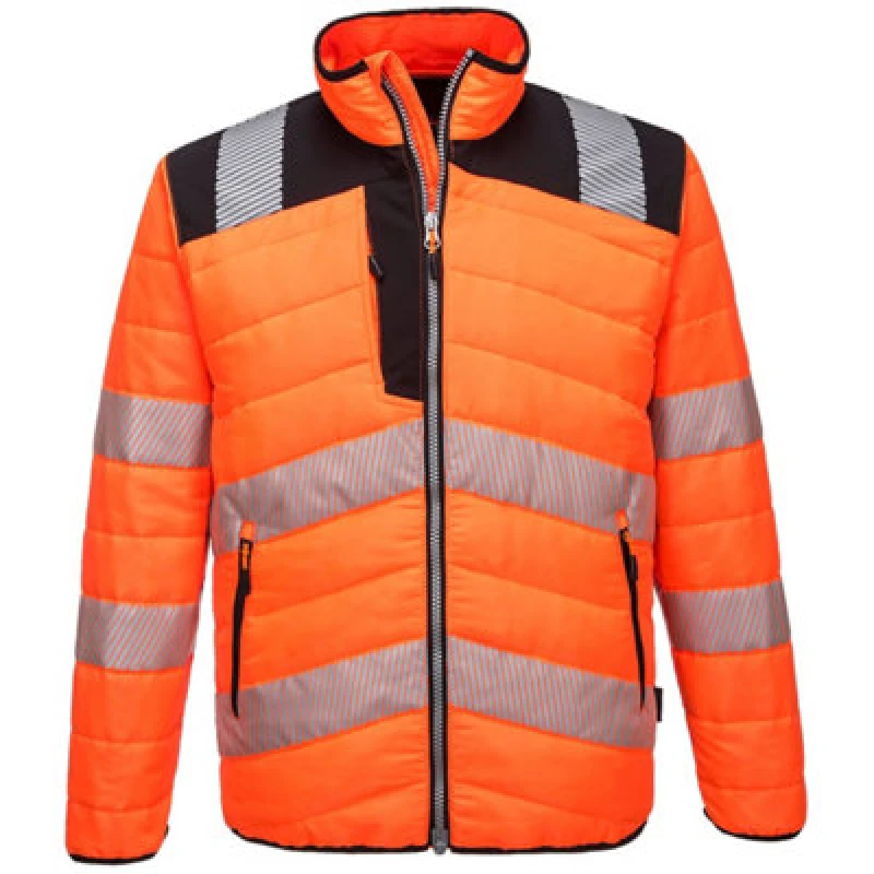 Image of Portwest PW3 Mens Hi Vis Baffle Jacket PW371OBRXL Colour: Orange / Black