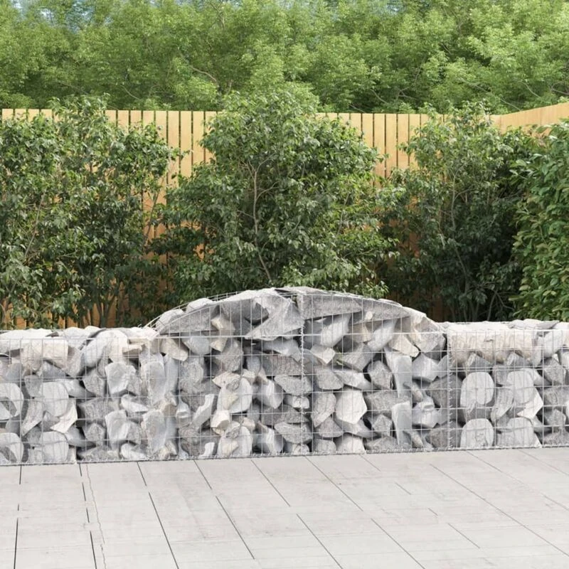 Image of vidaXL Arched Gabion Baskets 17 pcs 300x50x60/80cm Galvanised Iron, Silver 3146678