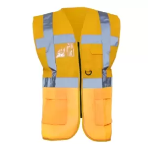 Image of Yoko Hi-Vis Premium Executive/Manager Waistcoat / Jacket (Pack of 2) (4XL) (Hi Vis Orange)