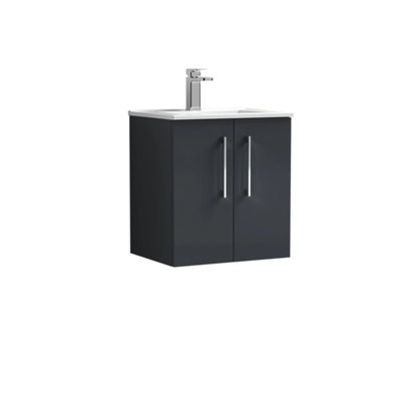 Image of NUIE Nuie Arno Wall Hung 2-Door Vanity Unit with Basin-2 500mm Wide - Satin Anthracite ARN1421B