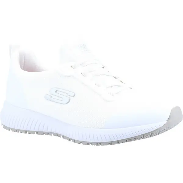 Image of Skechers Womens Squad Slip Resistant Lace Up Safety Trainers UK Size 2 (EU 35) White SKE988-WHT-2