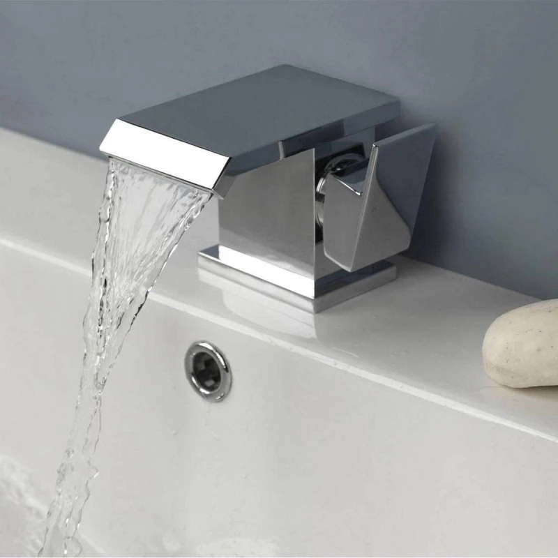 Image of Nes Home Devon Waterfall Basin Mixer Tap & Waste Chrome Silver unisex