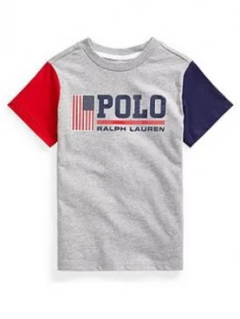Image of Ralph Lauren Boys short Sleeve Polo Logo T-Shirt - Grey, Size 8 Years, S