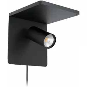 Image of Wall Spot Light Colour Black Reading Rocker Switch Bulb GU10 1x5W Included