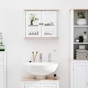 Image of HOMCOM Wall Mounted Bathroom Mirror Storage Cabinet With Double Door Adjustable Shelf
