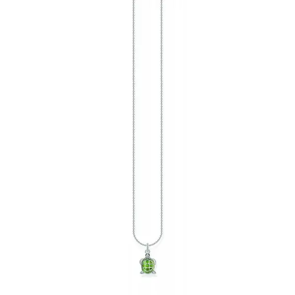 Image of Thomas Sabo Sterling Silver Basics Green Enamel Necklace KE2216-007-6-