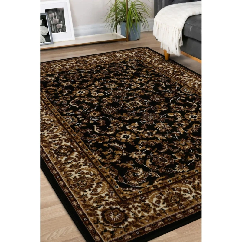 Image of Homemaker Maestro Traditional Border Woven Rug Black 160X230 WB14102