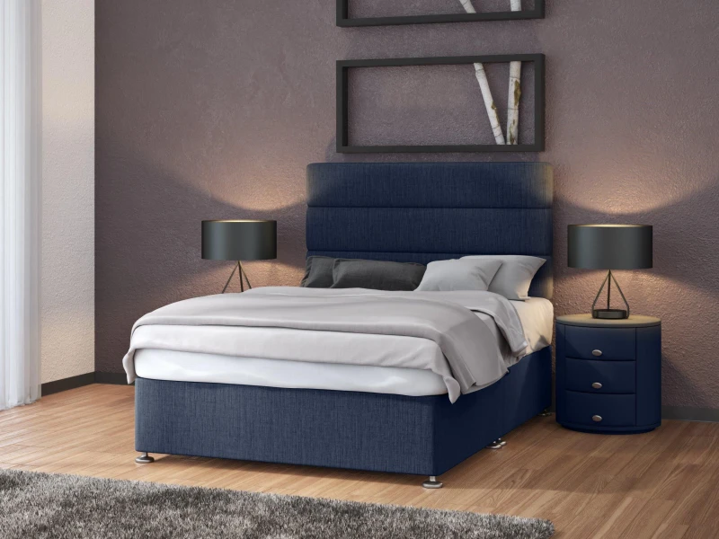Image of Bedmaster Bedmaster Neptune Spring Linen Divan Set in Midnight Size: Single Midnight Single Unisex 9509997746430