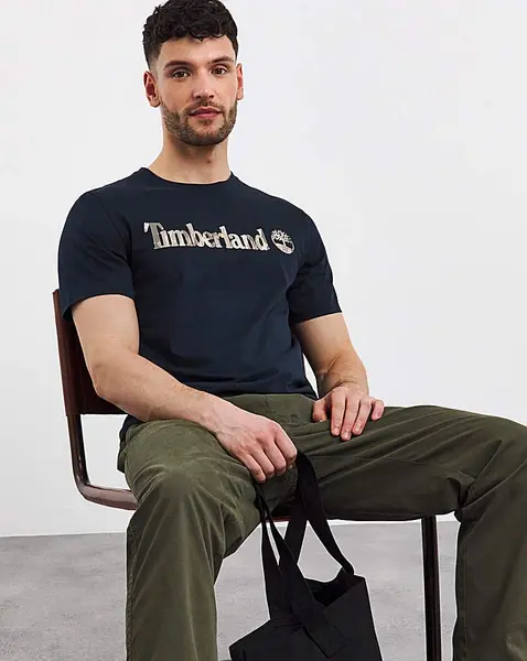 Image of Timberland Timberland River Camo Logo Tee Dark Sapphire Male XL45/47 JS27903
