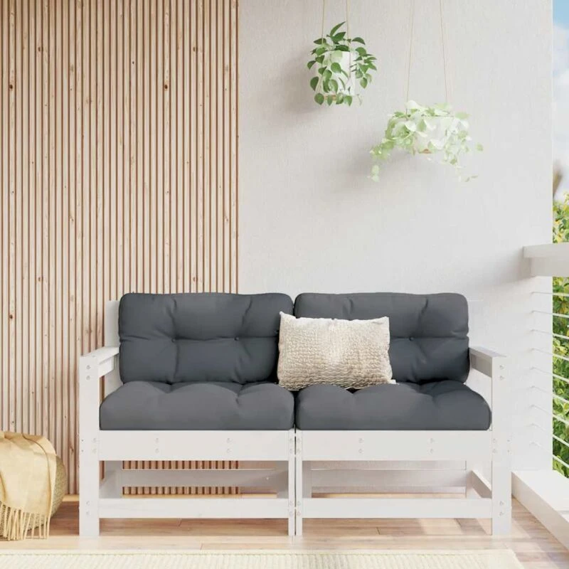 Image of VIDAXL Garden Chairs with Cushions 2 pcs White Solid Wood Pine Vidaxl 8720845802431